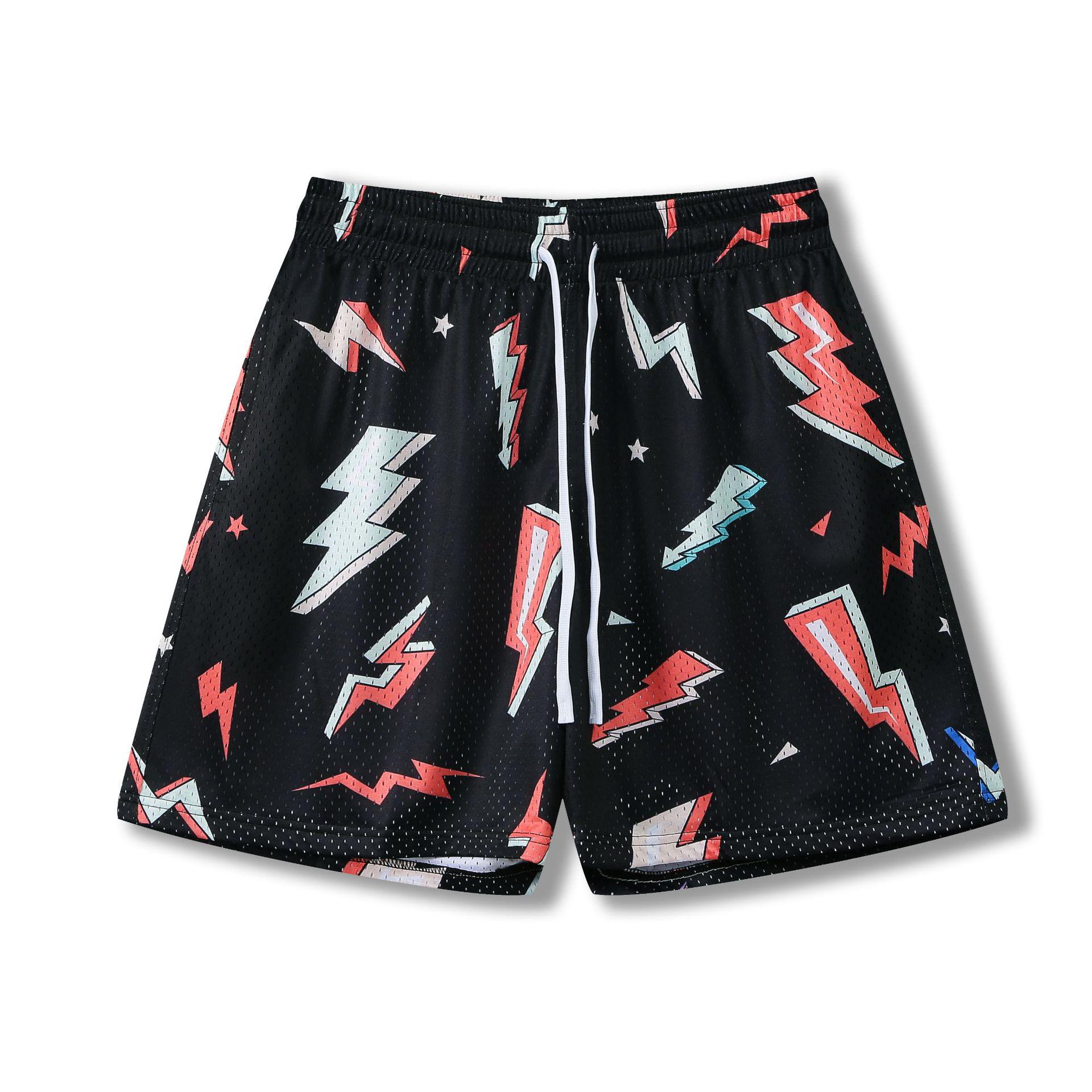 

Мужские модные шорты для баскетбола свободного кроя с гавайским принтом, быстросохнущие M: 170-175cm чёрный