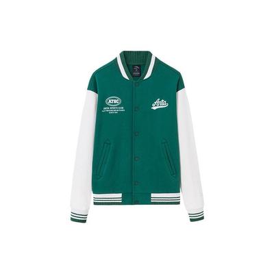 Letter Spliced Color Single-Breasted Thickened Fleece Baseball Jacket Men Jackets Forest-Green 152348726-1
