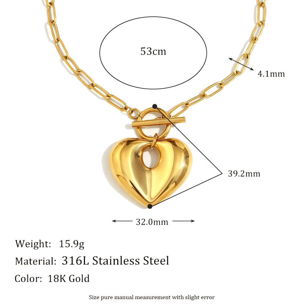 

MamacitaSlay Creative 18K Gold Plated Stainless Steel Heart OT Buckle Necklace Party Waterproof Neck Jewelry Women s Charm Gift