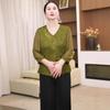 Chinese Style Chiffon Blouse Set with Seven-Sleeve Top for Middle-Aged Women