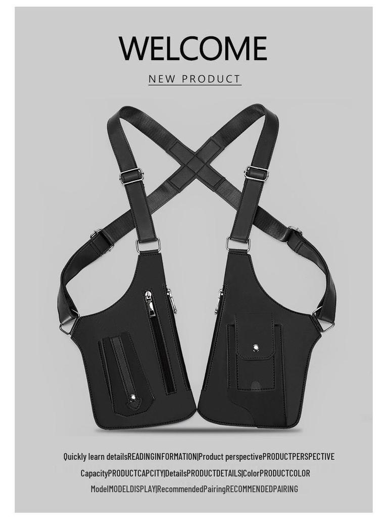 Herren Vintage Rucksack mit Unterarm Crossbody Multifunktionale Einzelschultertasche - Outdoor Handyweste Tasche