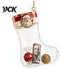 Transparent Candy Coin Filled Socks Fillable Christmas Stocking Acrylic Ornament, Tree Home Window Wall Festive Ornaments Hanging Decor, Santa Snowman