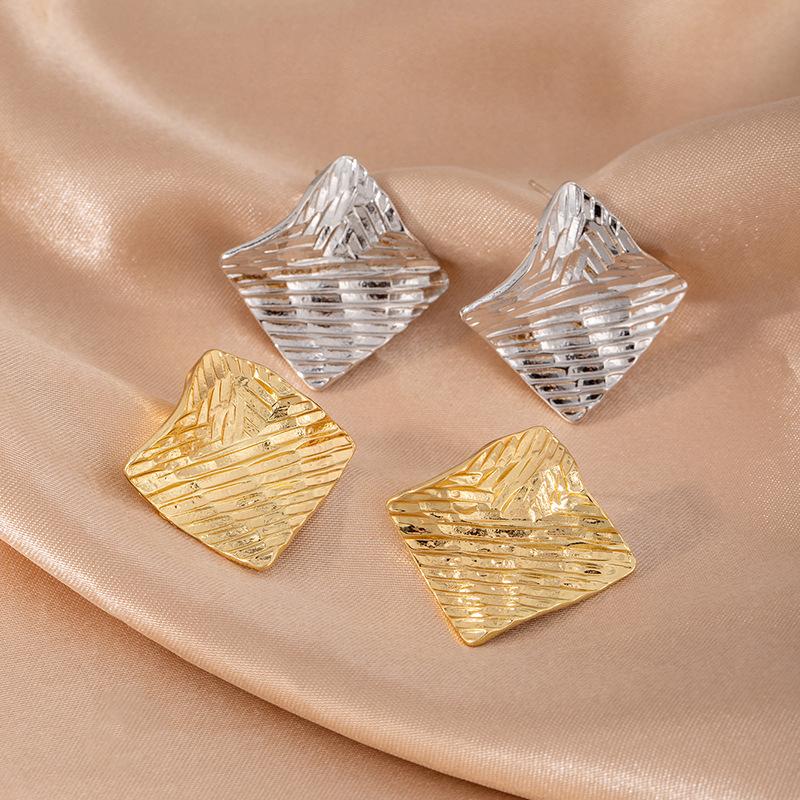 Geometric Stud Earrings, Diamond Shape Retro Jewelry, Minimalist Elegant Fashion Ear Accessories