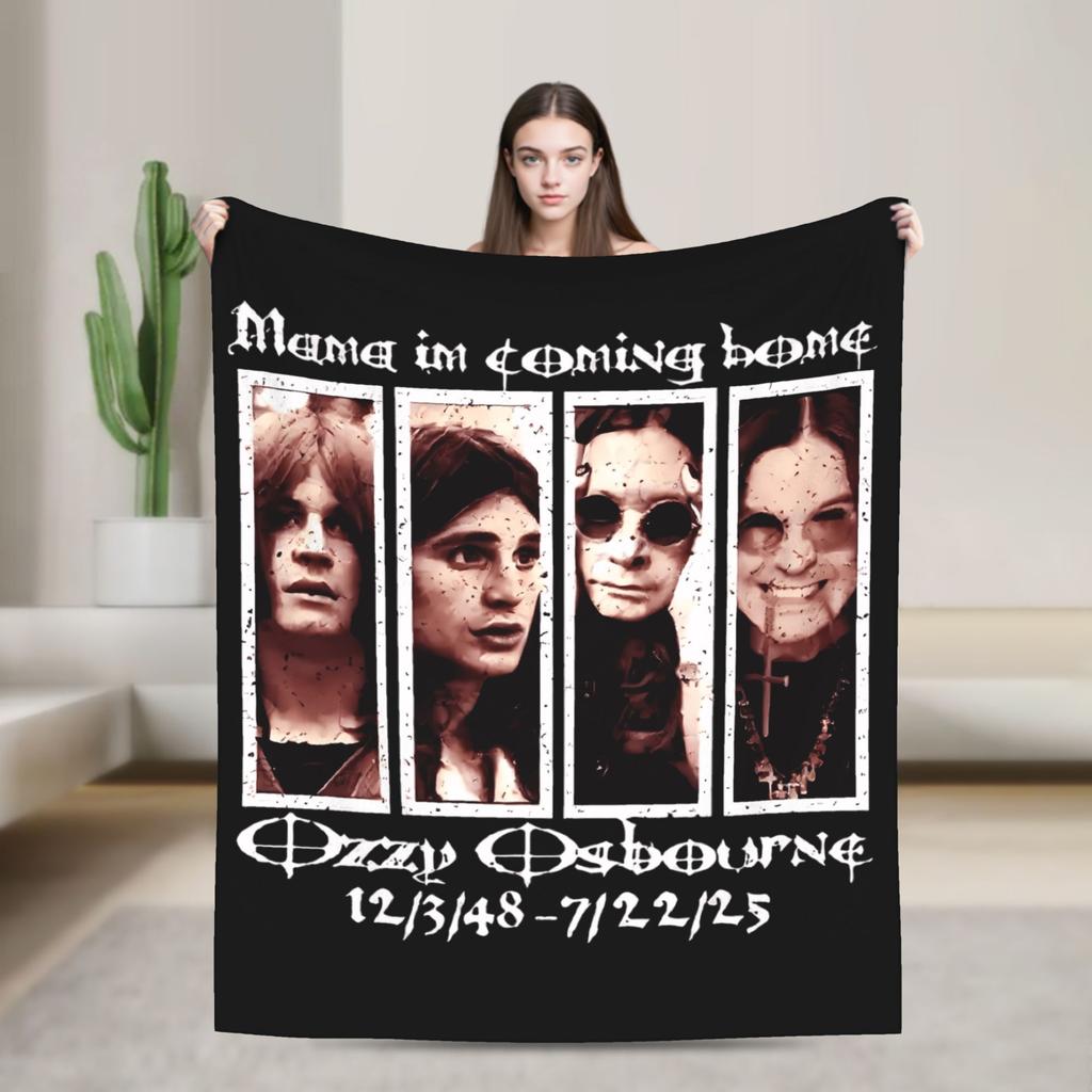 Ozzy RIP Ozzy Osbourne Koc w stylu vintage Koc podróżny do biura Koc flanelowy na zewnątrz Ciepły Miękki Wysokiej jakości Pled Prezent