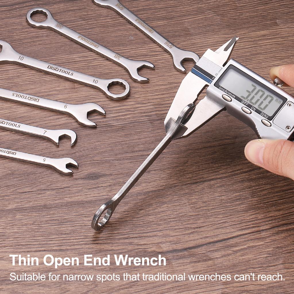 Uxcell Super-Thin Open End Wrench 5mm-11mm Metric Double Open-End Wrench with 15°and 75° Angled for Auto Repairs Home Projects