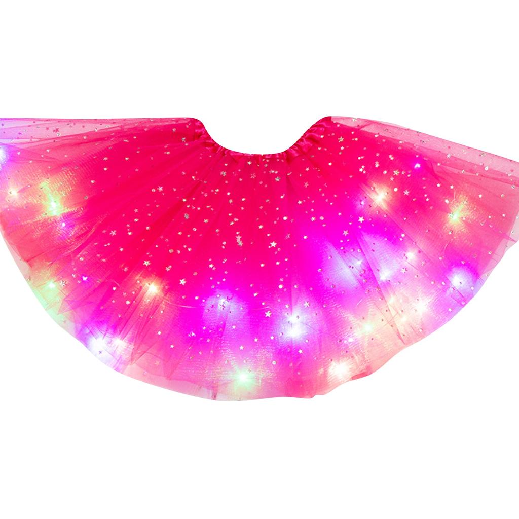 Women's Sequined Light-emitting Half-length Mesh Skirt LED Light Tulle Skirt