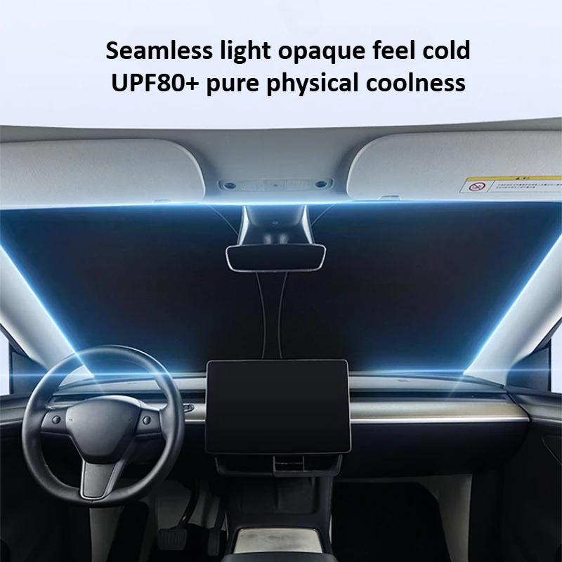 Windshield Sun Visor Foldable Sun Shade Cover For Tesla Model Y Juniper/Model3 Highland Front Window UV Protection 2025-2025