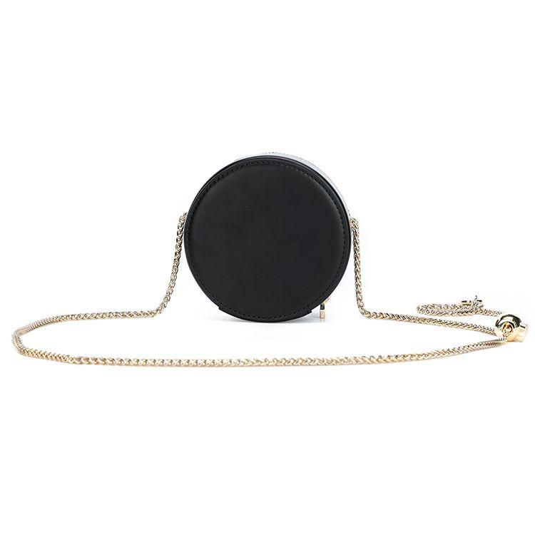 FILA Textured Commuter Chain Polyurethane Mini Round Shoulder Crossbody Bag Women bags Black F13W229167F-BK