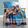 Sea Turtle Personalized Text Blanket Lightweight Customizable Blanket Soft & Cozy Perfect for Picnics Nap Chair Sofa Four Seasons Universal