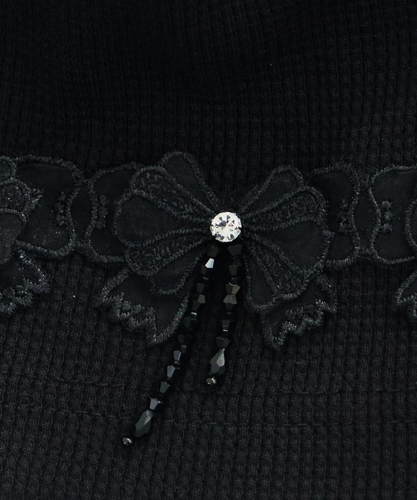 Mualeumoa Ribbon Patch Waffle Beanie-Black
