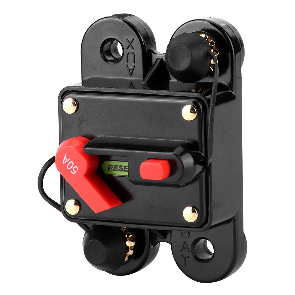 Car Audio Automatic Manual Reset Fuse Holder Circuit Breaker 12V 50A
