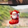 2Pcs Christmas Car Mirror Pendant Santa Claus Candy Cane Acrylic Ornaments Vibrant Festive Decor for Rearview Mirror Home Backpack