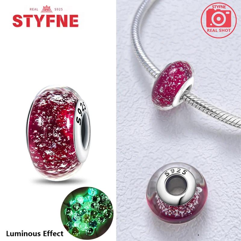 

Charm Silver 925 Colorful Luminous Beads Murano Glass Series Fit Bracelet for Women Jewelry DIY Fine Gift