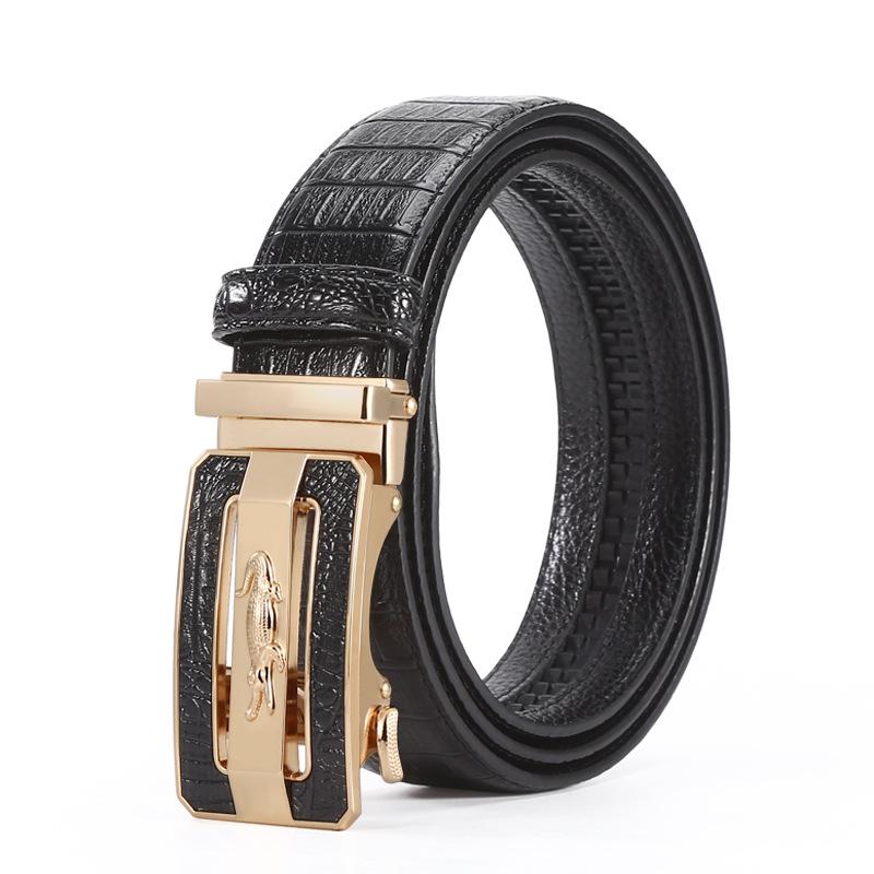 Crocodile Men'S Belt Business Automatic Buckle Belt Light Simple High-End Pure Cowhide Belt