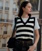 ROLAROLA V Neck Cable Knit Vest Bk+Iv