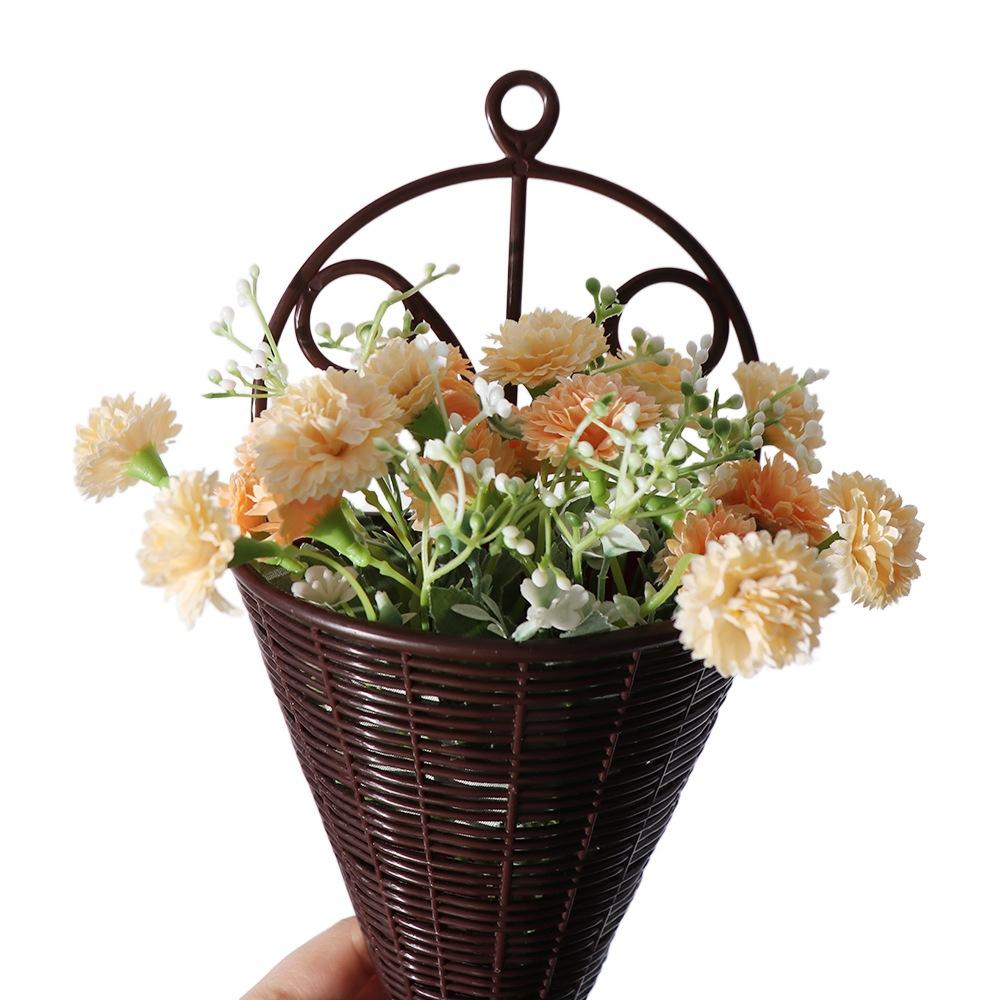 Plastic Imitation Rattan Hanging Flower Basket Simulation Flower Vase Pot Indoor Decoration