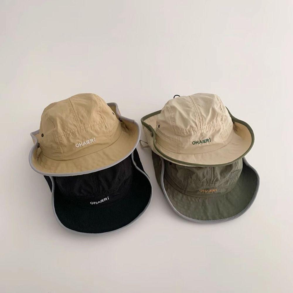 Korean Letter Baby Bucket Hat Summer Fisherman Hat Cute Children Sunhat Boys Girls