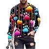 Men's Autumn and Winter 3D Printed Crew Neck Long Sleeve T-Shirt Fashion Versatile Trend Breathable Casual