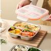 Leak Proof Food Container 3/ 4 Grids Student Meal Plate Stainless Steel  Lunch Box  Picnic