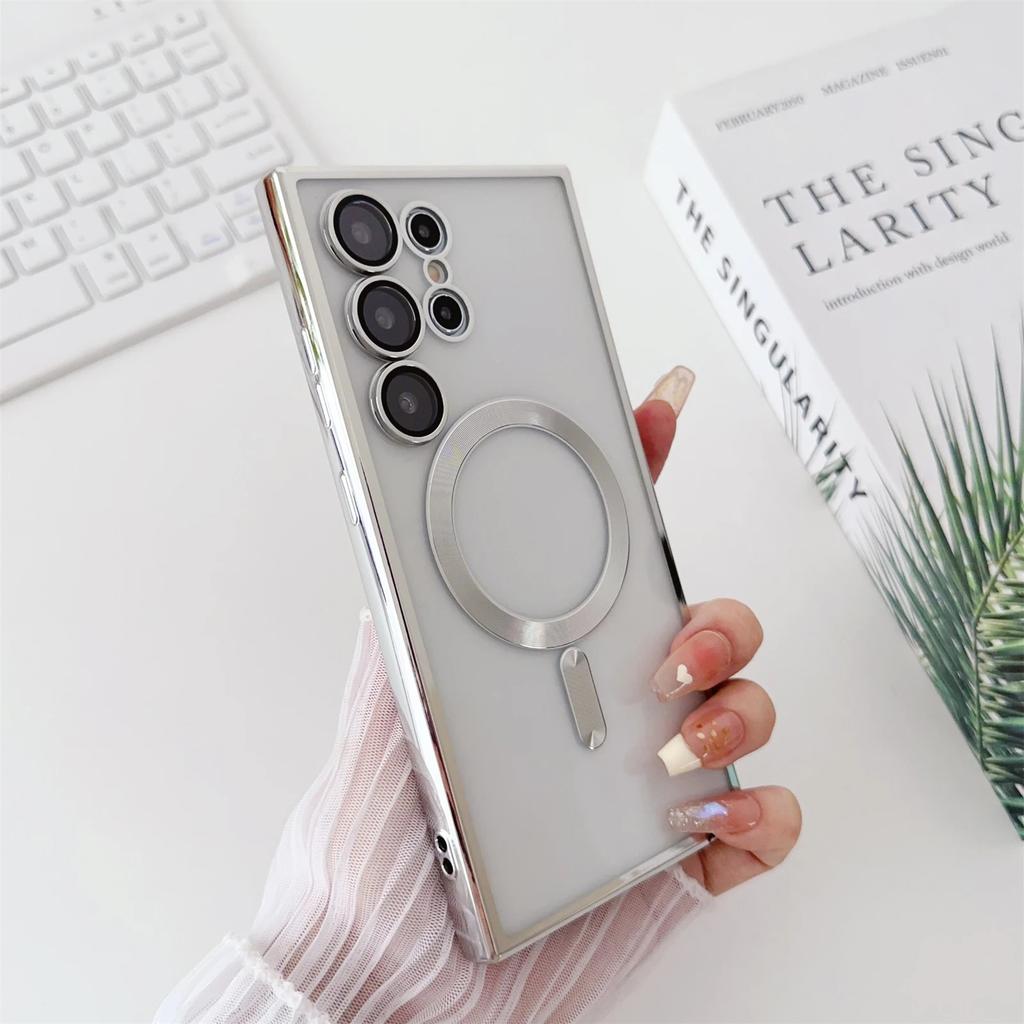 Luxury Plating for Magsafe Magnetic Wireless Charging Case for Samsung Galaxy S25 S24 S23 S22 S21 FE Plus Note 10 20 Ultra Cover