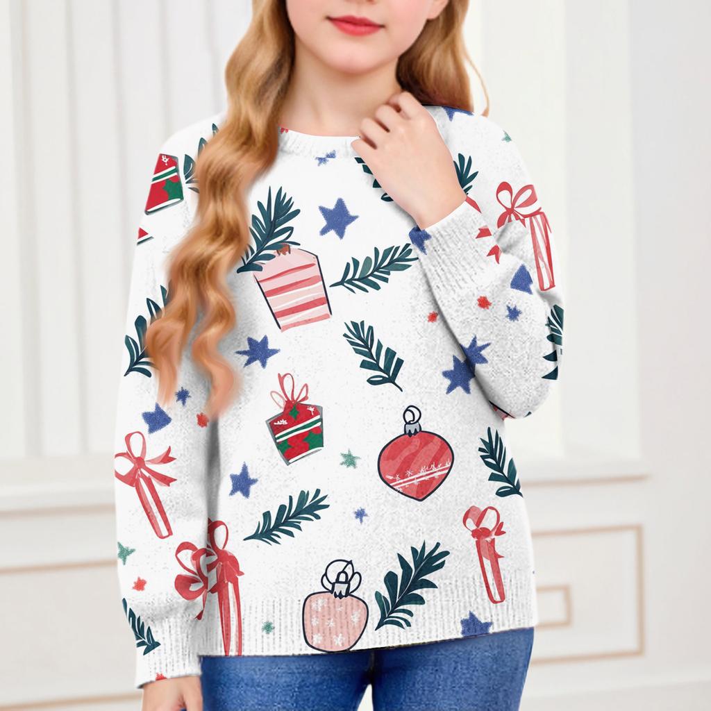 Christmas Day Sweatshirts For Children Boys And Girls Knit Sweater Cute Shirt Fall Crewneck Pullover Tops