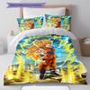 Son Goku Pattern Bedding,Quilt Set Quilt Cover Pillowcase Home Birthday Gift (1 * Duvet Cover + 2 * Pillowcase, Without Core)