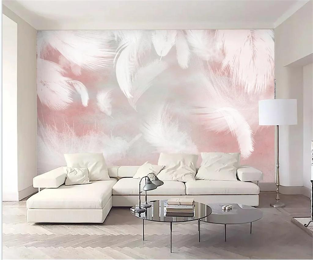 3d Wallpaper Modern Abstract Pink Feather Art Wall Mural Living Room Bedroom Wall Papers Home Decor Murals