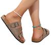 Women's flat-heeled slippers casual cool slippers cork-soled women's shoes beach shoes outer wear belt buckle open-toed sandals women