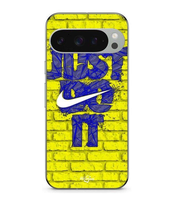 Coque - MANIACASE - Google Pixel 9 Pro - Souple - Logo Just Do It - Couleur Bleu noir