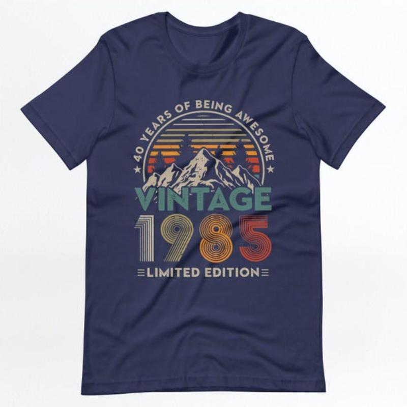 40th Birthday Shirt Cotton Short Sleeve Summer Casual Vintage 1985 Gift Tee for Women Men Friend 40 Years Old Graphic Tshirts