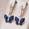 Blue Natural Zircon Butterfly Drop Earrings For Women  Rose Gold And Black Plating Animal Daily Fine Punk Jewelry