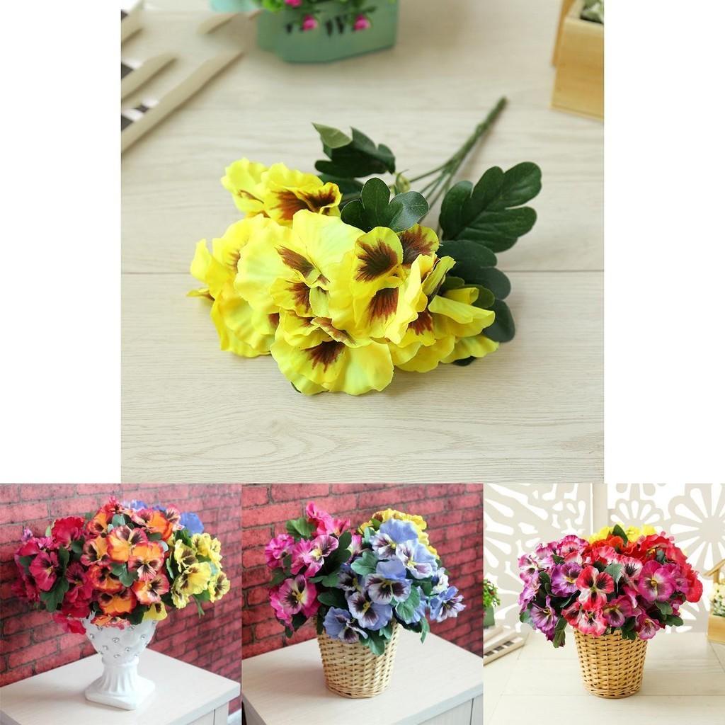 Vibrant Artificial Pansy Silk Fake Flowers With Butterfly Orchid For Stunning Wedding Decor