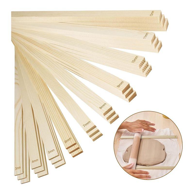M-Modern-30 Piece Pottery Teaching Rolling Clay Sticks Wooden Clay Roller Guide Clay Tools Wooden Rolling Pin Guide Stick Set