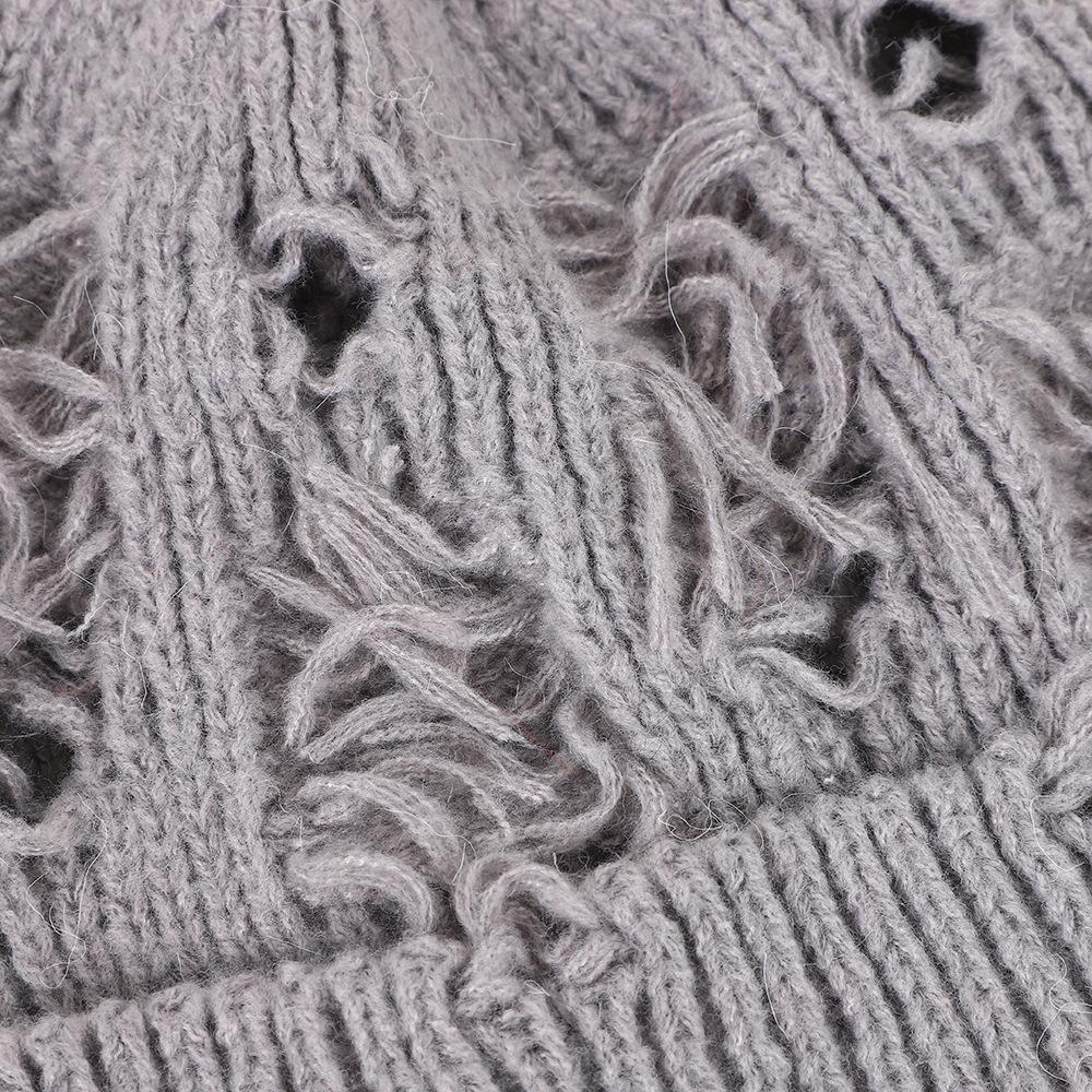 Warm Women Men Winter Beanies Hats Gothic Hole Street Punk Knitted Bonnet Caps Fashion Keep Warm Skullies Beanies Hats