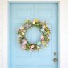 Easter Flower Wreath with Colorful Eggs, 19.7in   Artificial Spring Wreath Fade Proof Material for Front Easter   Farmhouse Holiday Wall H