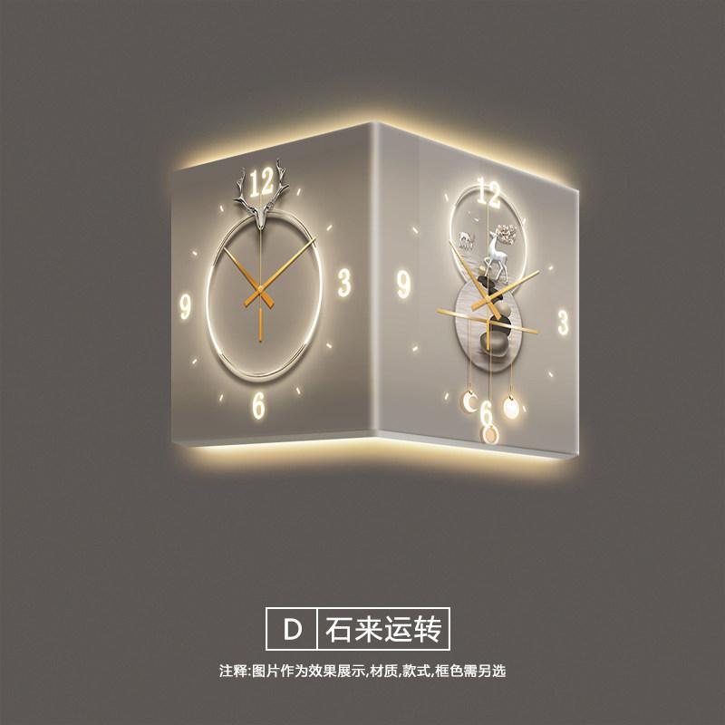 Modern Double Sided Corner Wall Clock Decoration LED Clock Mural Lamp Restaurant Background Wall Digital Wall Clock Home Decor