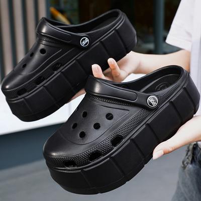 Sandales à trous pour femmes, pantoufles épaisses, chaussures de plage d'été, sandales à plateforme vertes pour l'extérieur