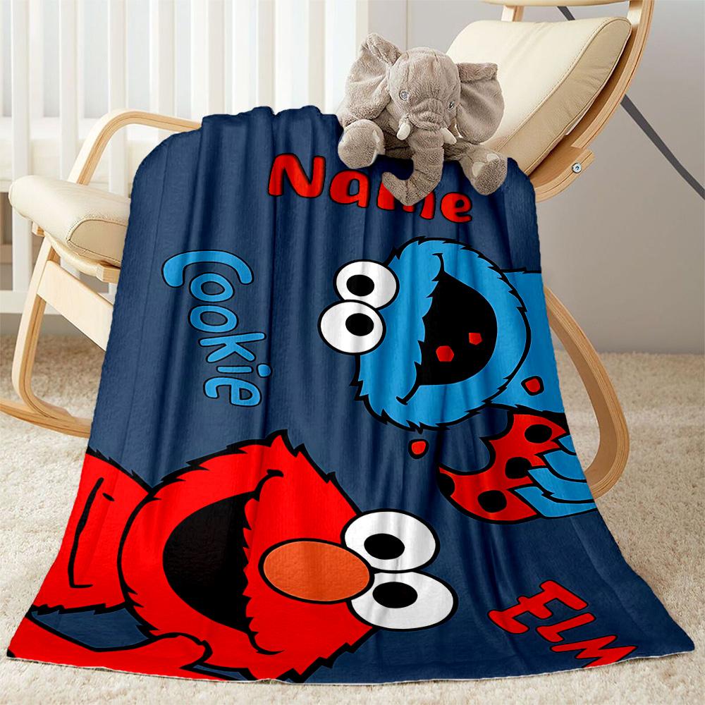 Elmo Cookie Monster Fun Blanket Warmthful Decor Perfect for Couch Office Chair Bedding for All Occasions Modern Style