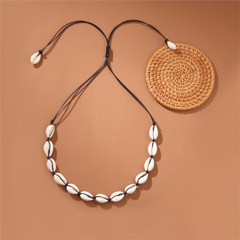 New Fashion handmade Braided Shell Necklace Bracelet Jewelry Set for Women Bohemian Beach Resort style Vocation Jewelry Gift