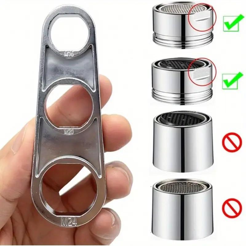 Universal Faucet Aerator Key Wrench, 6-in-1 Heavy-Duty Zinc Alloy Tool for Kitchen & Bathroom Spouts