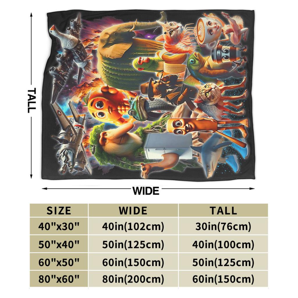 Italian Brainrot Al Generated Animals Blanket Fleece Textile Decor Gen Z Multifunction Ultra-Soft Throw Blanket Bed Rug Piece