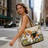 Borsa stampata in 3D con motivo floreale; Borsa a tracolla in tela da 300 grammi