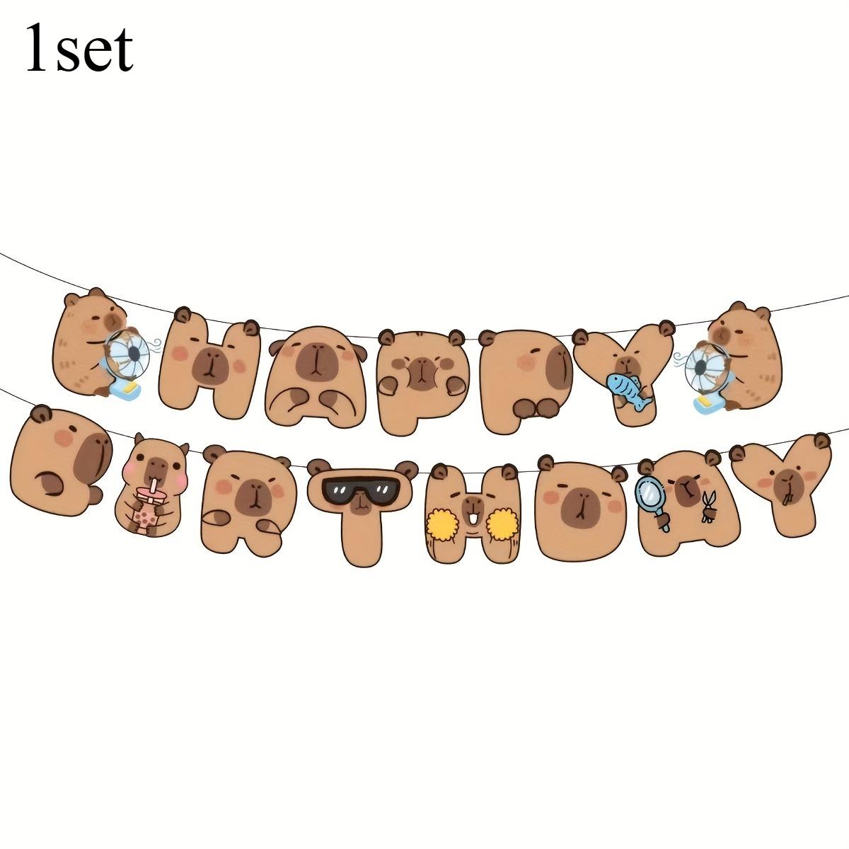 1pc Capybara Happy Birthday Flag Decorations Cute Animal Themed Party Supplies Baby Shower Wall Hanging Garland Backdrop Decor