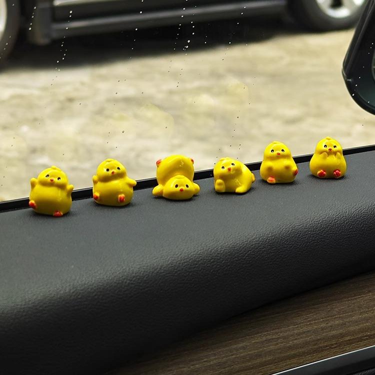 Whimsical Yellow Chicken Car Ornament 2024 - Decompression Decoration for Interior Console.