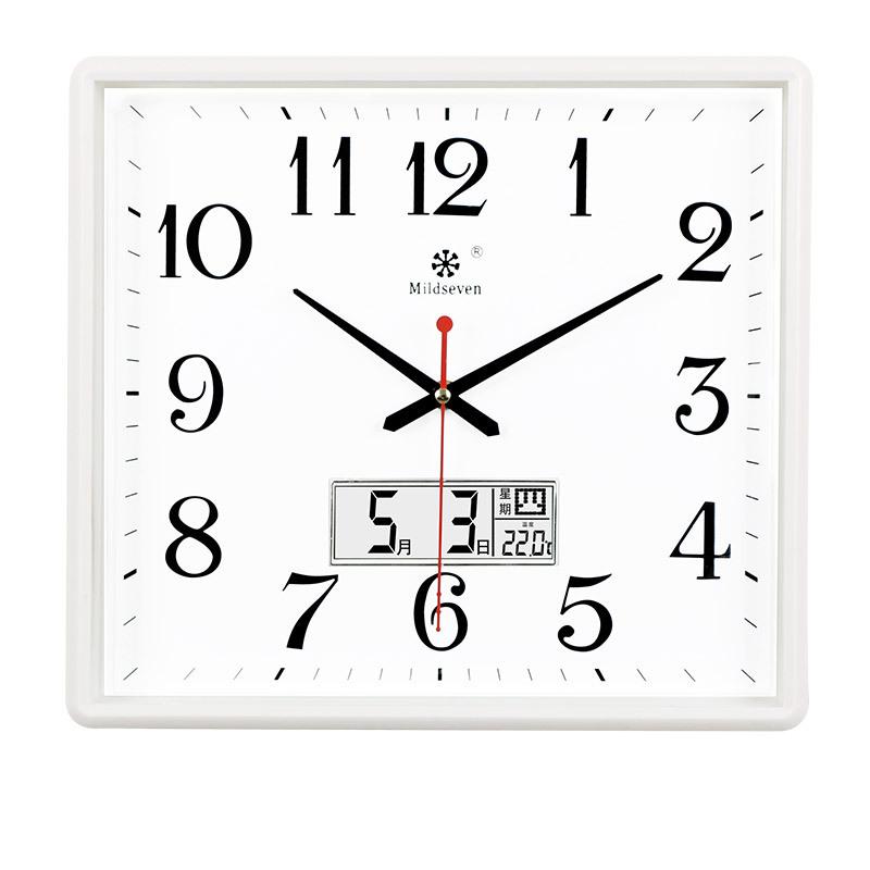 Rectangular Calendar Wall Clock, Silent Quartz Clock with Temperature, Clock Wall Watch, Clock Calendar, Silent