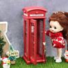 Mini Phone Booth Model Dollhouse Decorative Miniature Red British Phone Booth Micro Landscape Scenery Ornament Prop