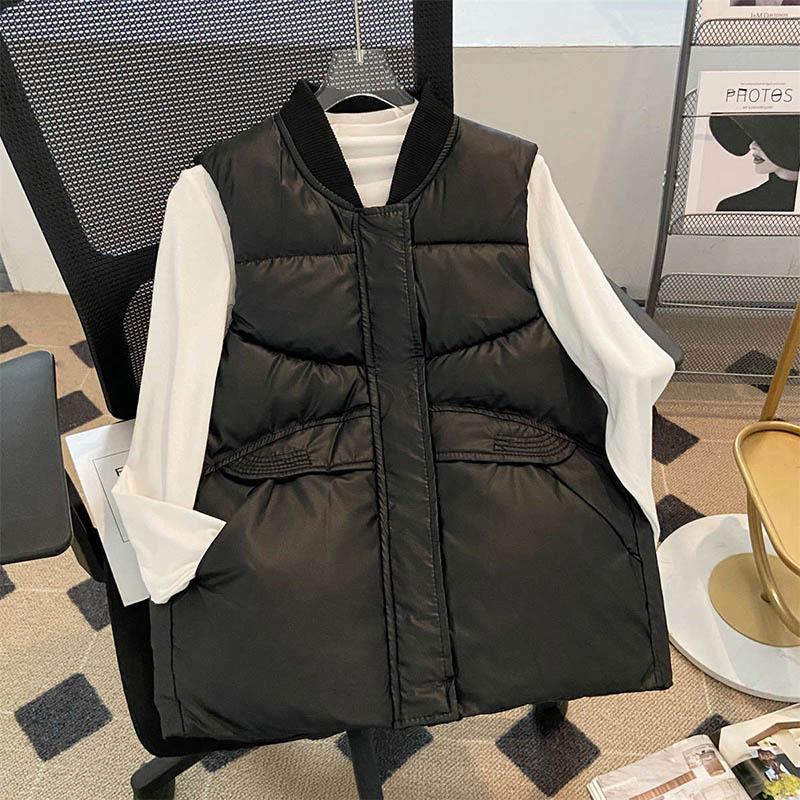 Vest for kvinner Vindtett Oversized Løs Ermeløs Vest Vinter Fortykket Dun Casual Vest