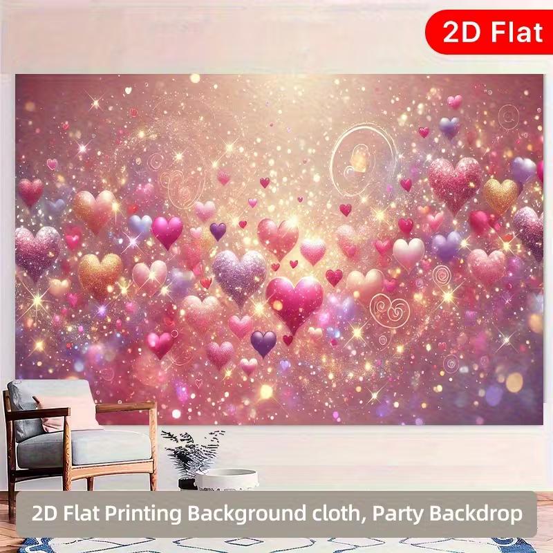 2D Romantic Shiny Hearts Backdrop for Wedding Photoshoot