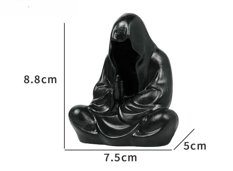 Black Clothes Mysterious Master Ornament Horror Black Robed Night Walker Gothic Sitting Resin Craft Ornament Desktop Decoration