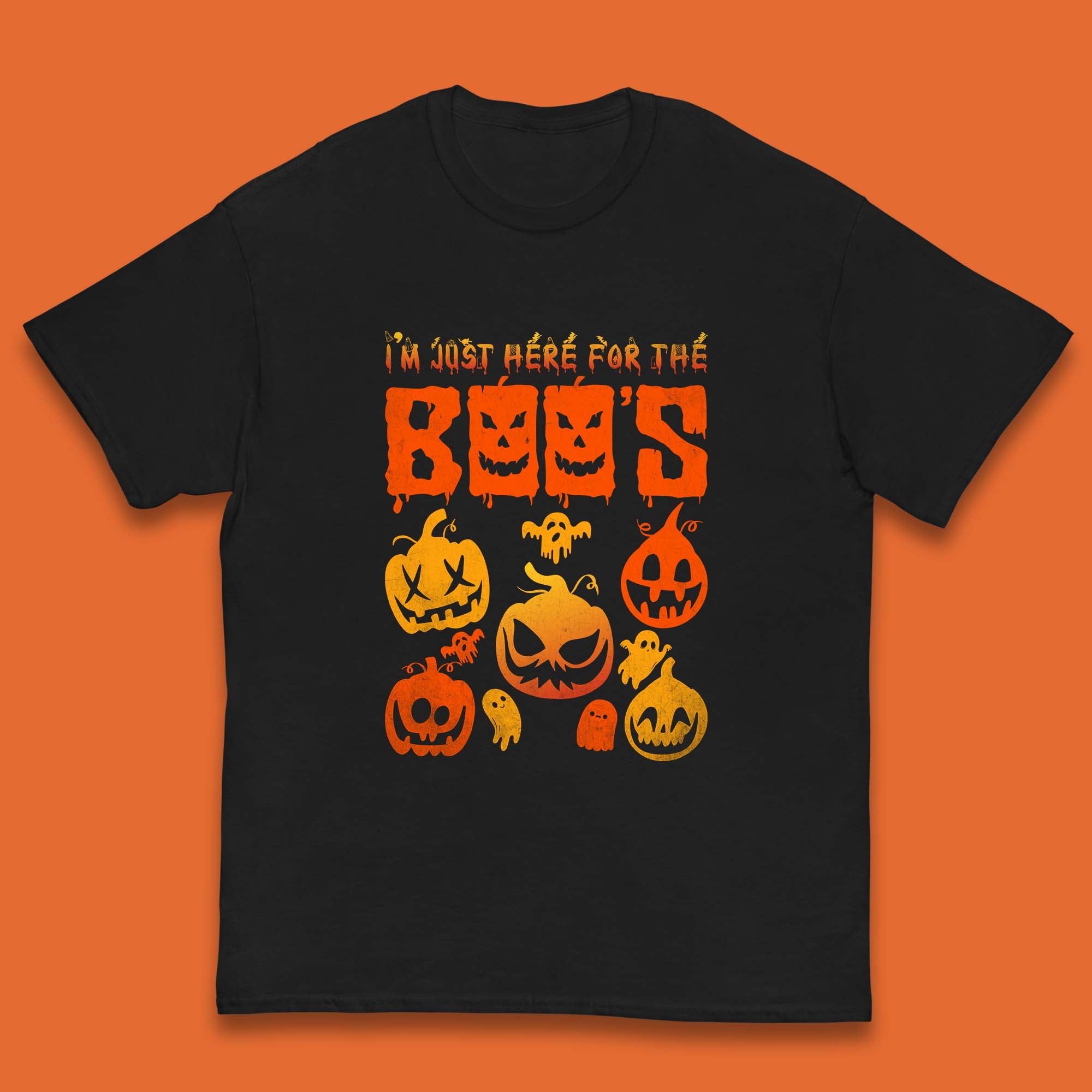 I m Just Here For The Boos Halloween Funny Pumpkin Ghost Boos Jack-o-lantern Kids T Shirt 110